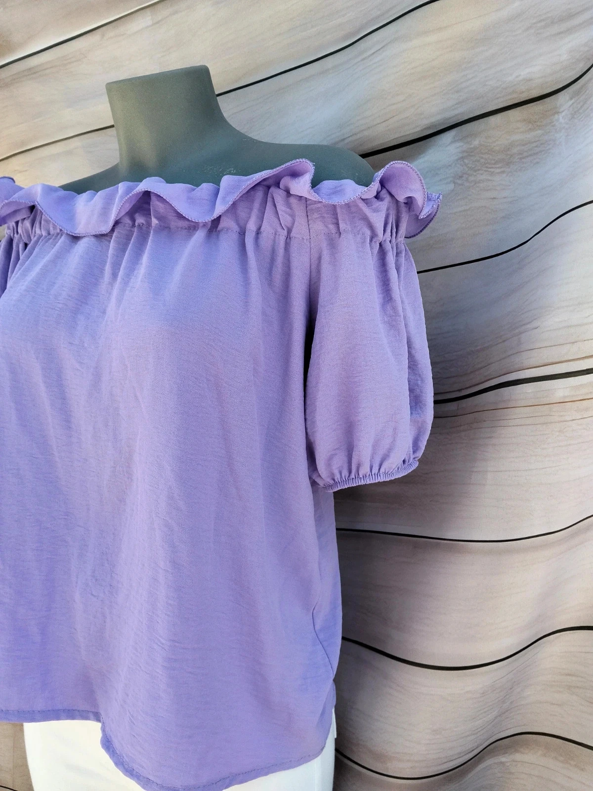 Purple short-sleeved ruffled top 💜 – photo 3